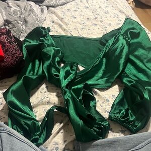 Emerald Green Satin Blouse